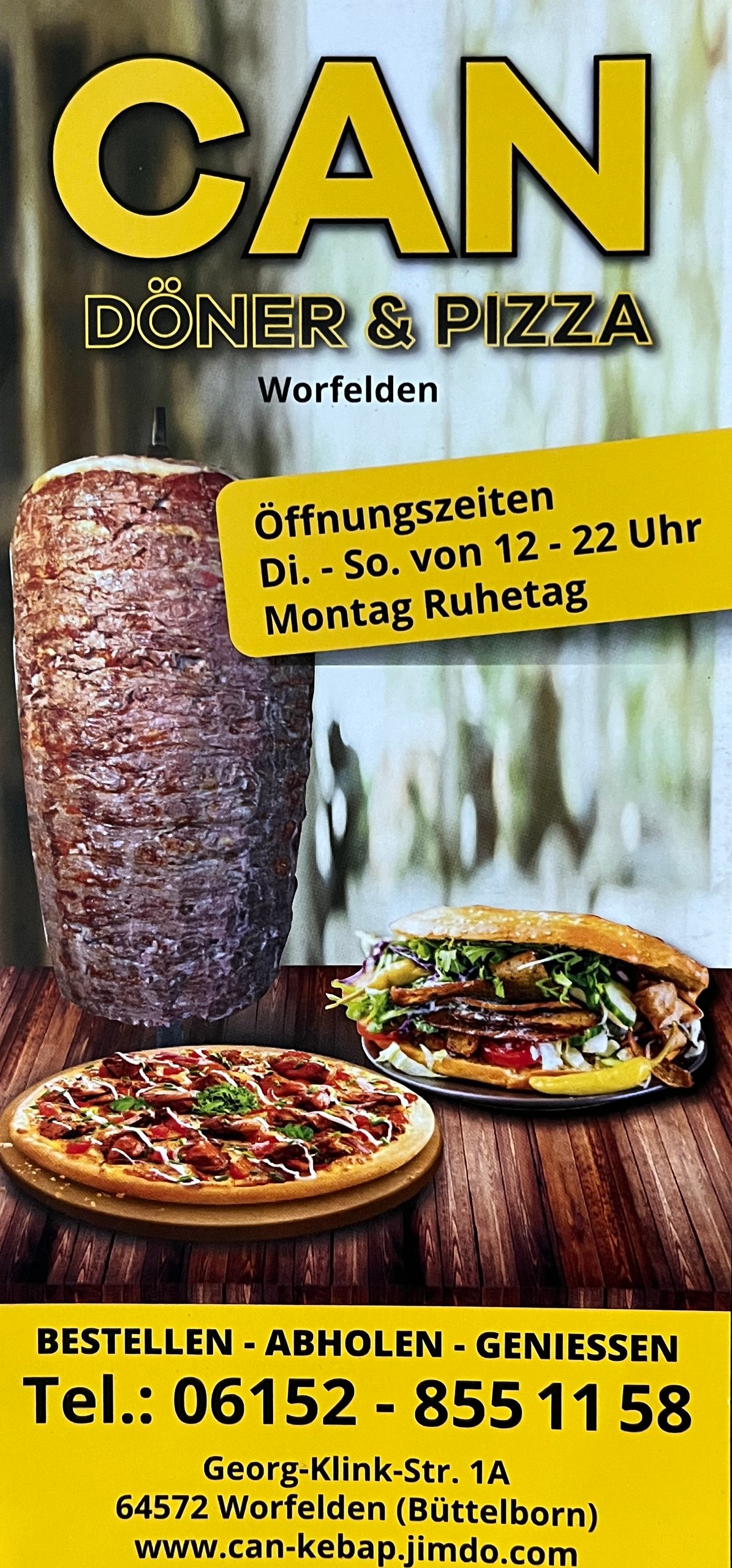 CAN Döner Pizza Worfelden Flyer mit Öffnungszeiten und Kontakt